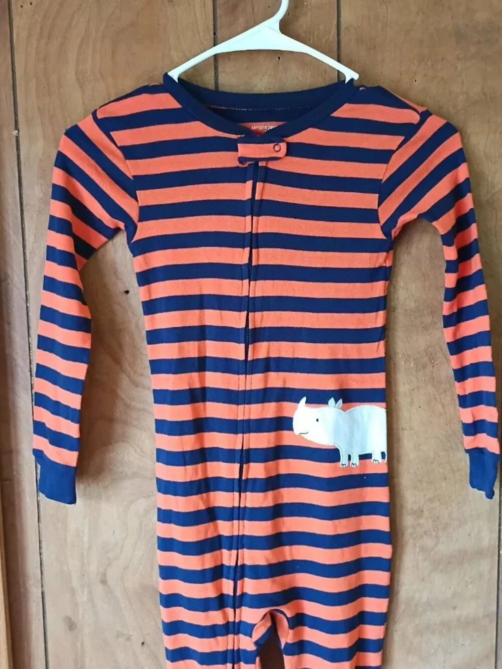 Simple Joys by Carter's Footed Pajamas, Size 5T, Orange & Navy Striped